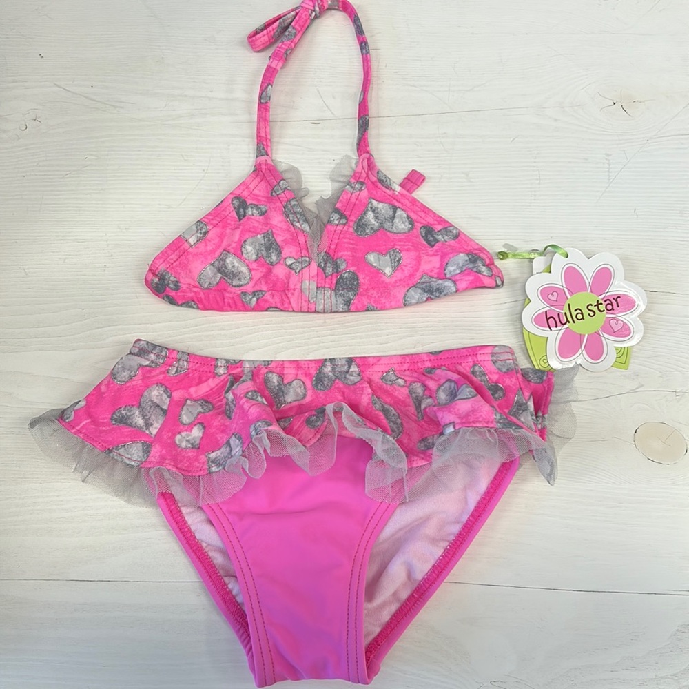 NWT Hula Star Heart Triangle Bikini Kids